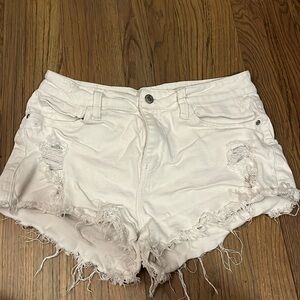 White High-Rise Jean Shorts
